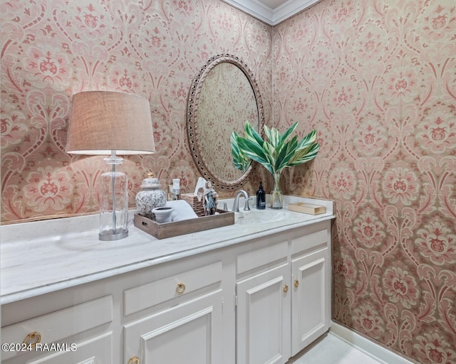201 Canterbury Rd, Lafayette, LA 70508 - bathroom featuring wallpapered walls and vanity