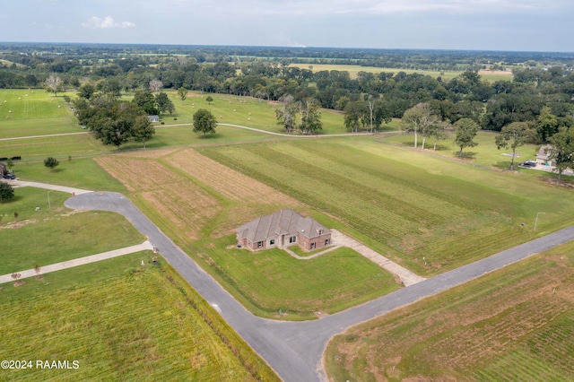 birds eye view of property featuring a rural view