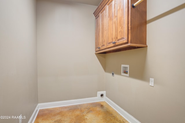 washroom with washer hookup, cabinets, and electric dryer hookup