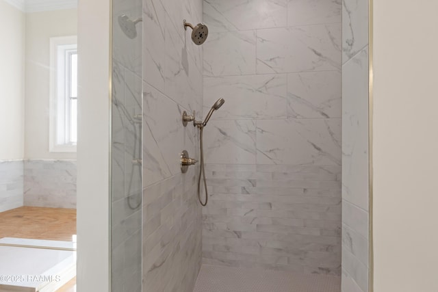 bathroom featuring a stall shower