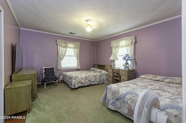 14311 William Rd, Kaplan, LA 70548 - carpeted bedroom with visible vents, multiple windows, and crown molding