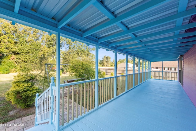 view of patio with a wooden deck