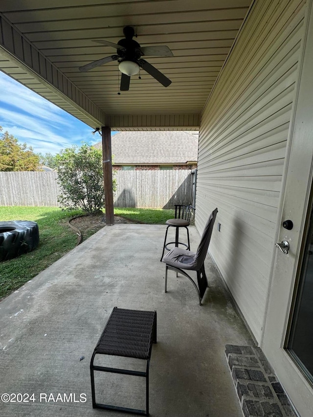 view of patio with ceiling fan