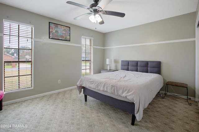 bedroom featuring carpet floors and ceiling fan