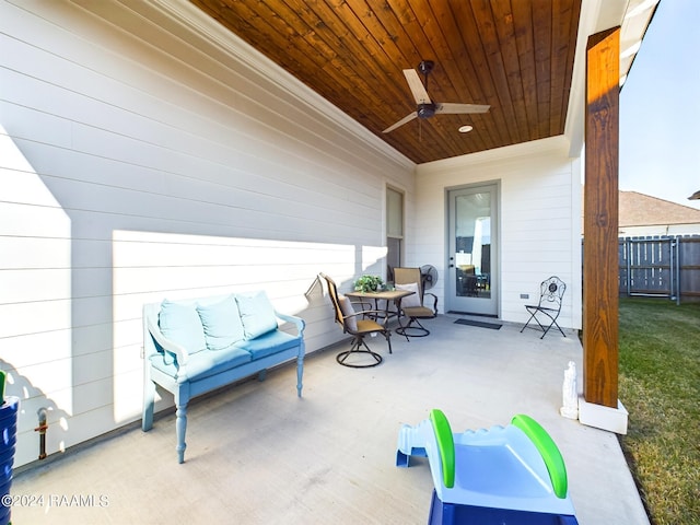 view of patio with ceiling fan