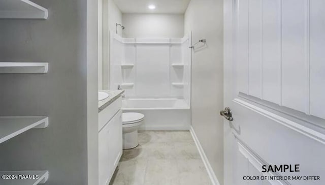 full bathroom featuring vanity, toilet, and shower / bath combination