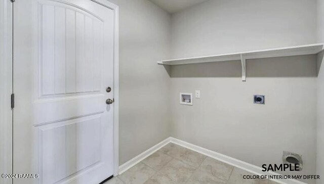 washroom with hookup for a washing machine and hookup for an electric dryer