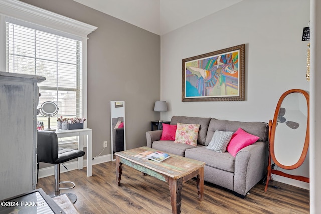 living room with hardwood / wood-style floors