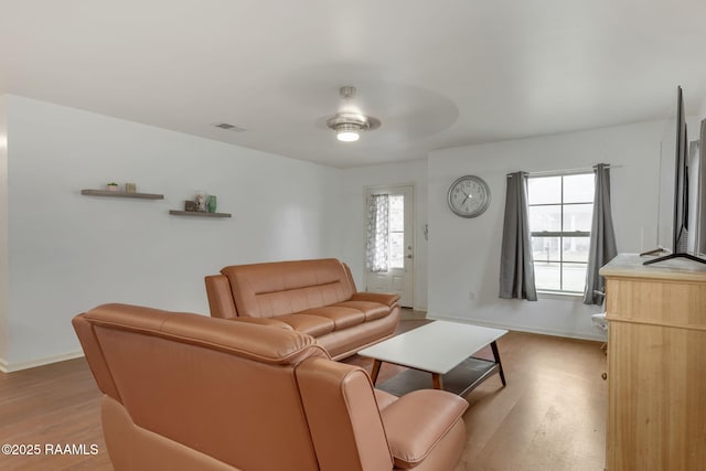 living room with wood-type flooring