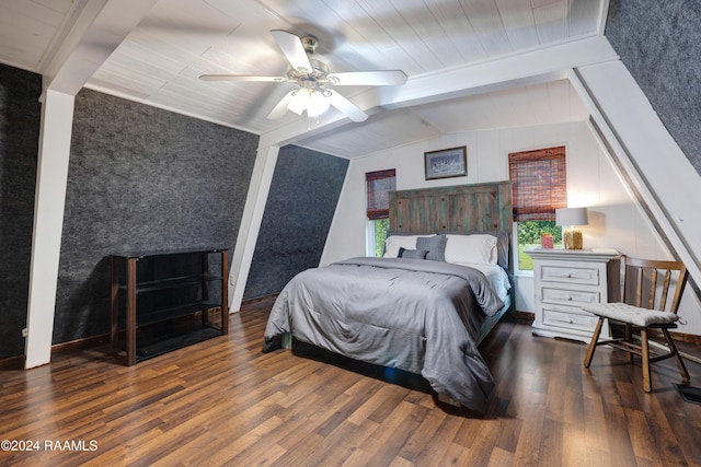 135 Woodys Ln, Sunset, LA 70584 - bedroom with wood finished floors, wooden ceiling, and a ceiling fan