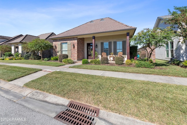 view of front of home featuring a front yard