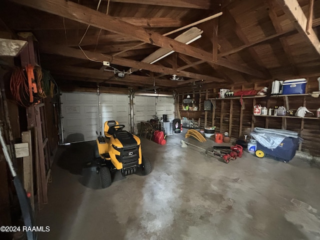 garage with a garage door opener