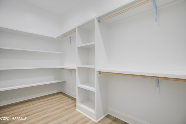 walk in closet with hardwood / wood-style floors