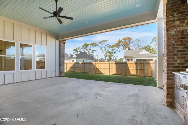 view of patio / terrace with ceiling fan