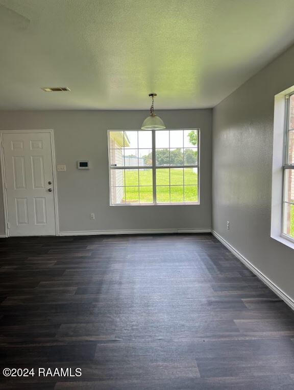 interior space with dark hardwood / wood-style flooring