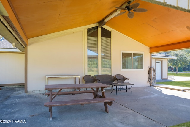 view of patio with ceiling fan