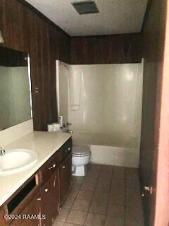 full bath with vanity, tile patterned flooring, toilet, and visible vents