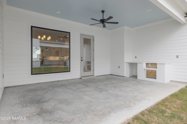 view of patio / terrace featuring a ceiling fan