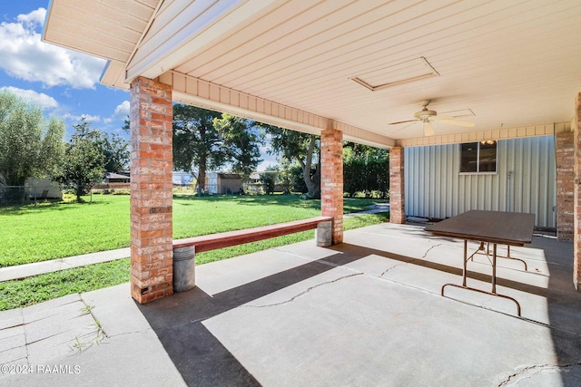 view of patio with ceiling fan