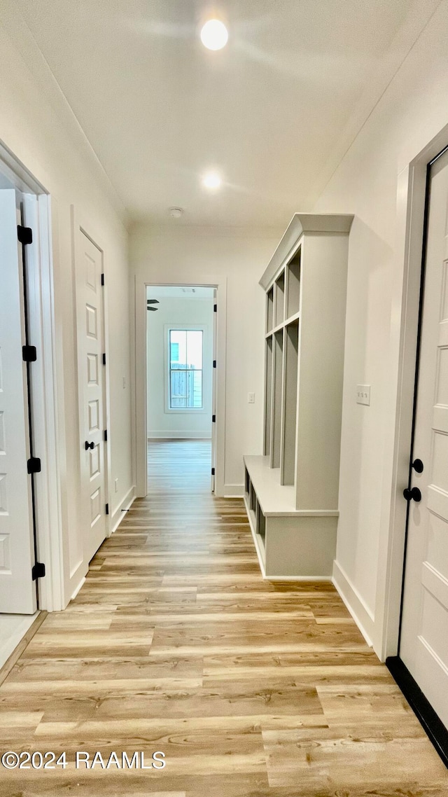 mudroom with light wood-type flooring