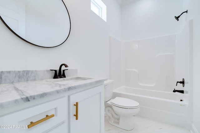 full bathroom with vanity, toilet, and tub / shower combination