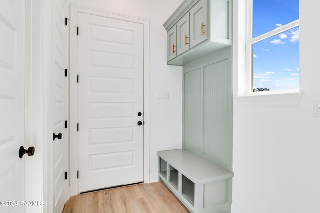 mudroom featuring light wood-type flooring