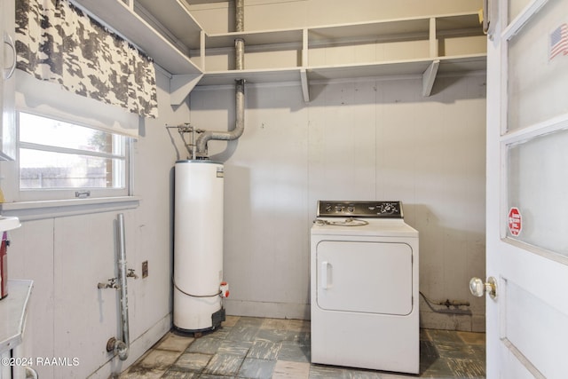 laundry area featuring washer / clothes dryer and gas water heater