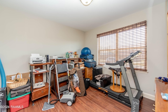 office with hardwood / wood-style flooring