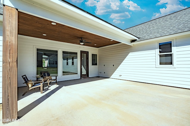 view of patio / terrace featuring ceiling fan