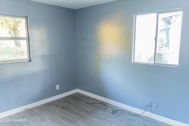 unfurnished room with wood-type flooring and a wealth of natural light