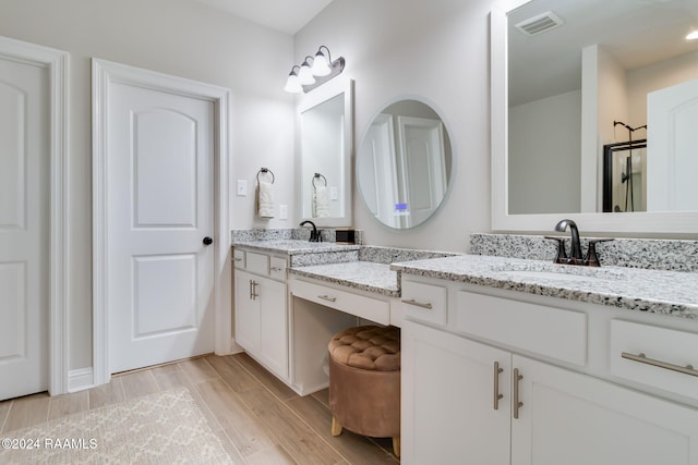 bathroom featuring wood-type flooring and vanity