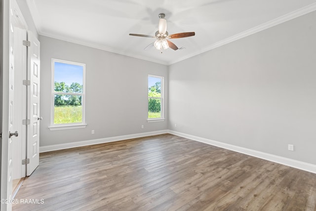 366 W Broussard Rd, Lafayette, LA 70506 - unfurnished room with a ceiling fan, wood finished floors, baseboards, and crown molding