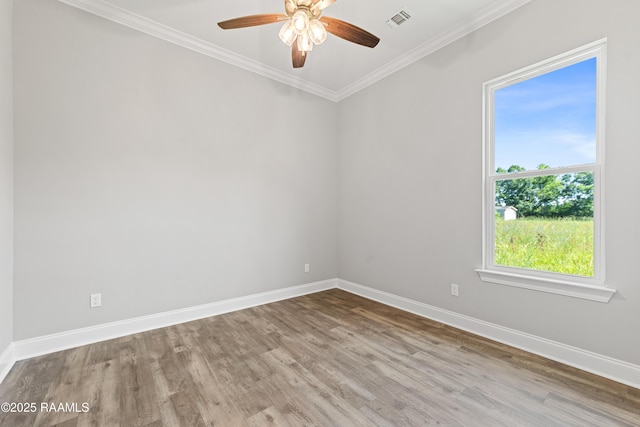 366 W Broussard Rd, Lafayette, LA 70506 - unfurnished room with wood finished floors, ornamental molding, baseboards, and ceiling fan