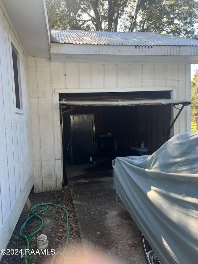 view of garage