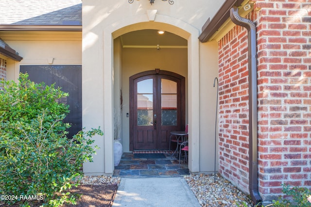 view of exterior entry with french doors