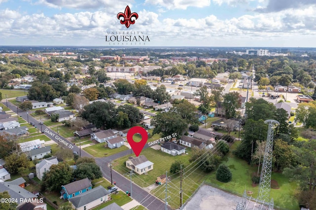 220 Saint Peter St, Lafayette, LA 70506 - aerial overview of property's location with nearby suburban area
