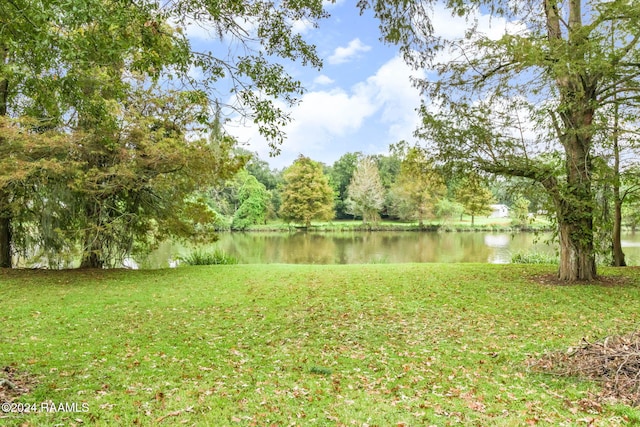 view of yard featuring a water view