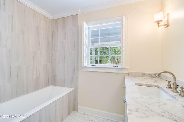 bathroom featuring vanity and crown molding