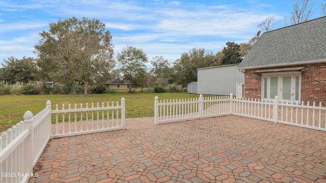 view of patio / terrace featuring french doors