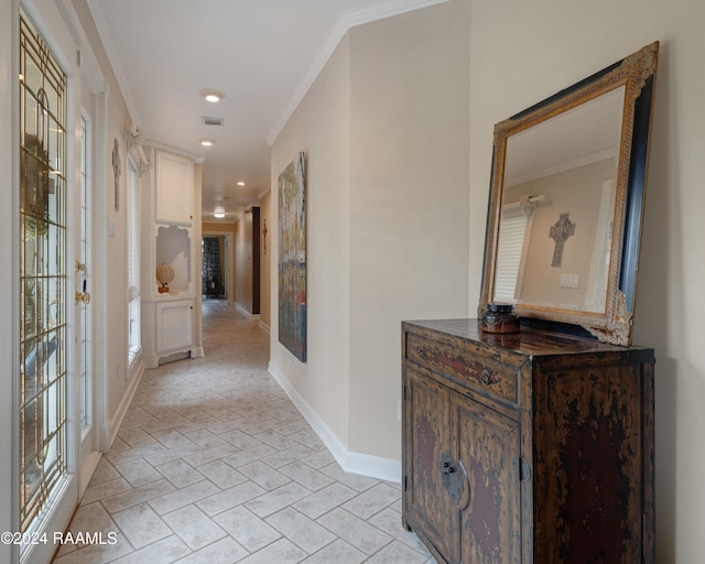 corridor with ornamental molding