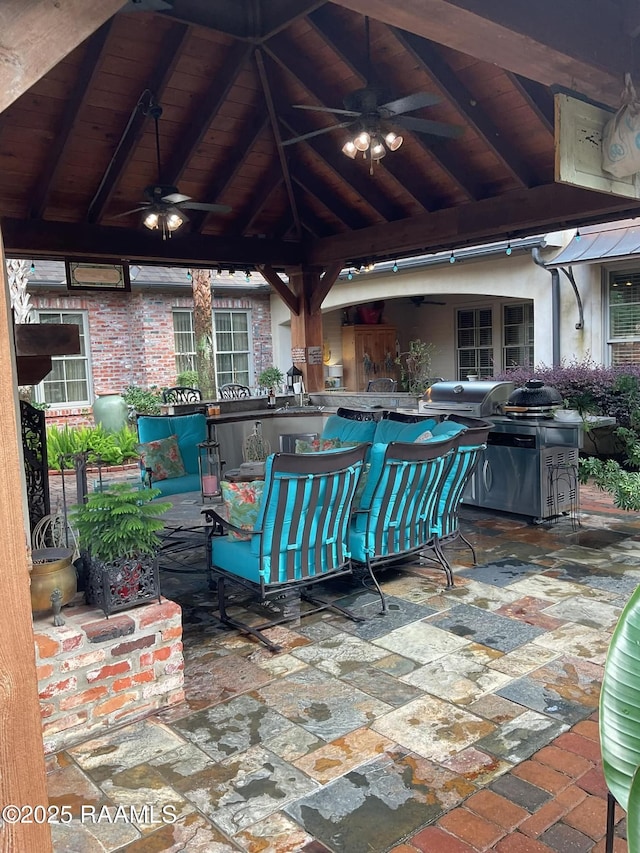 303 Sawgrass Ln, Broussard, LA 70518 - view of patio featuring a ceiling fan and a gazebo
