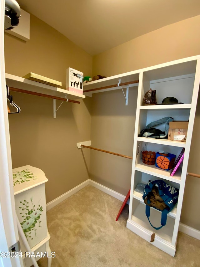 walk in closet featuring carpet