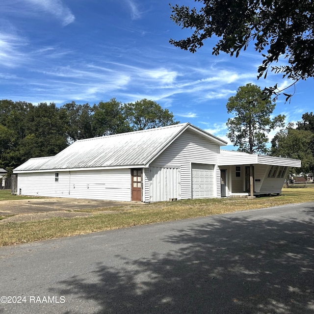 exterior space featuring a garage