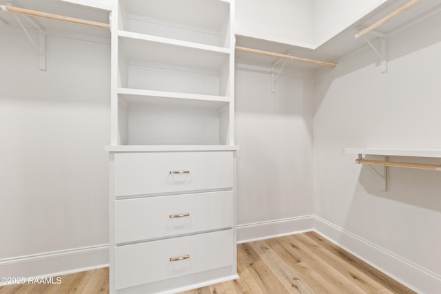 spacious closet with light wood-style flooring