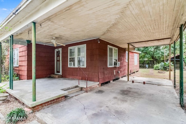 view of patio / terrace featuring ceiling fan