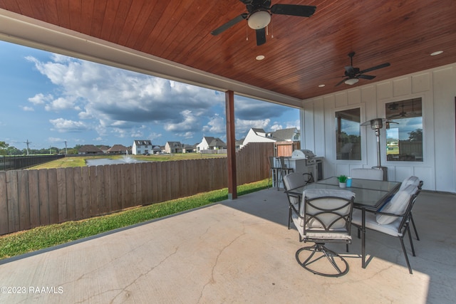 view of patio / terrace with ceiling fan