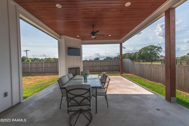 view of patio with ceiling fan