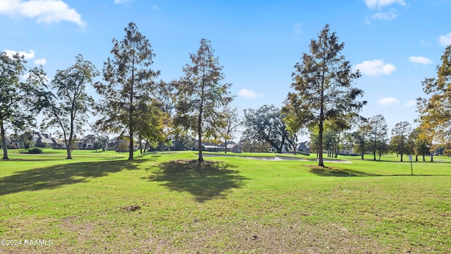 view of property's community with a lawn