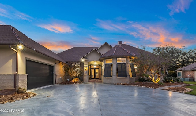 view of front of house with a garage