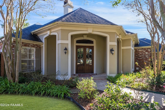 property entrance with french doors